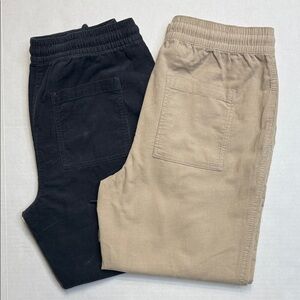 Loft Cropped Corduroy Pants, Size S khaki/Navy Elastic Waist Pull On (Bundle)